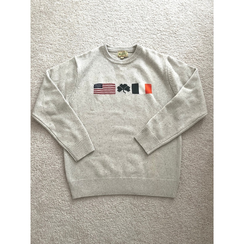 NWT Kiel James Patrick Lucky Irish US Flag Wool Sweater St Patrick's M FLAW